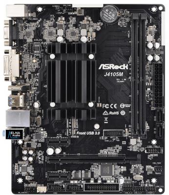 Материнская плата ASRock J4105M с процессором Intel 2xDDR4 1xPCI-E 16x 2xPCI-E 1x 2 mATX Retail