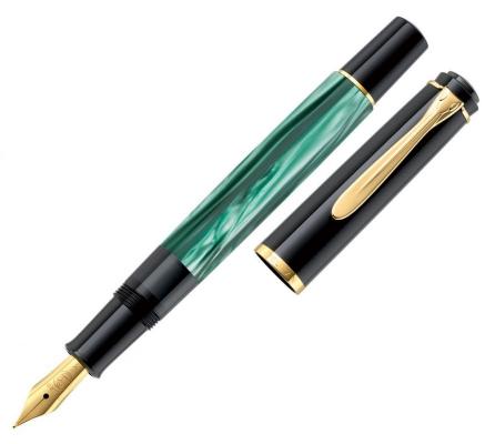 Ручка перьевая Pelikan Elegance Classic M200 (994103) Green Marbled M перо сталь нержавеющая/позолота подар.кор.