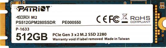 Твердотельный накопитель SSD M.2 512 Gb Patriot PS512GPM280SSDR Read 1700Mb/s Write 950Mb/s 3D NAND TLC
