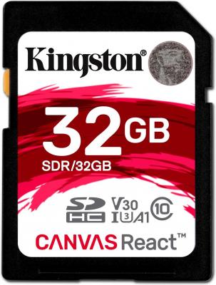 Флеш карта SDHC 32Gb Class10 Kingston SDR/32GB Canvas React w/o adapter