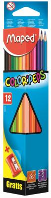 Набор цветных карандашей Maped Color Peps 12 шт 183213 + точилка