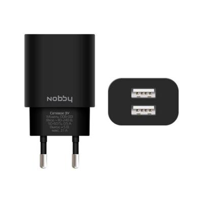 Сетевое зарядное устройство Nobby 0102NB-008-001 microUSB 2.1A черный