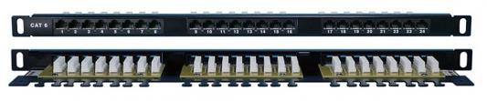 Hyperline PPHD-19-24-8P8C-C6-110D Патч-панель высокой плотности 19", 0.5U, 24 порта RJ-45, категория 6, Dual IDC
