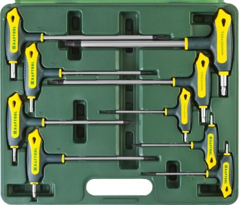 Набор ключей KRAFTOOL 27455-H9  industrie cr-mos2 т-образные двухкомп рукоятка torx hole 10-50 9шт