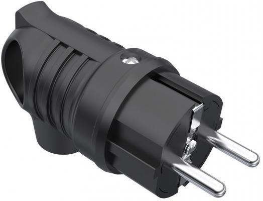 Вилка BEMIS BK1-1402-2021  кабельная  16А с з/к IP44 с крючком каучуковая чёрная