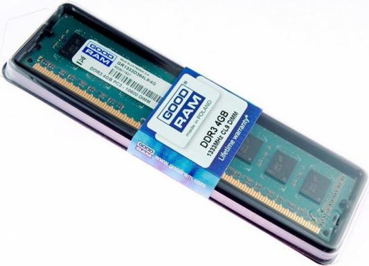 Оперативная память 4Gb (1x4Gb) PC3-10600 1333MHz DDR3 DIMM CL9 Goodram GR1333D364L9/4G