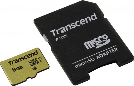 Фото - Флеш-накопитель Transcend Карта памяти Transcend 8GB UHS-I U1 microSD with Adapter, MLC TS8GUSD500S карта памяти