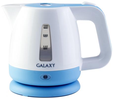Чайник GALAXY GL 0223 900 Вт белый голубой 1 л пластик