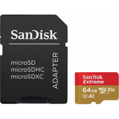 Флеш карта microSDXC 64Gb Class10 Sandisk SDSQXA2-064G-GN6MA Extreme + adapter флеш карта microsdxc 64gb class10 sandisk sdsqxa2 064g gn6ma extreme adapter
