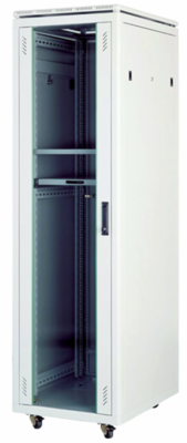 Шкаф напольный Universal Line 19" 32U 600x600 передняя дверь одностворчатая стекло с металлической рамой слева и справа, задняя дверь одностворчатая металлическая с щеточными кабельными вводами, цвет серый