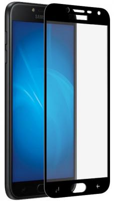Закаленное стекло с цветной рамкой (fullscreen + fullglue) для Samsung Galaxy J4 (2018) DF sColor-42 (black)