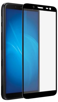 Закаленное стекло с цветной рамкой (fullscreen + fullglue) для Samsung Galaxy J8 (2018) DF sColor-46 (black)