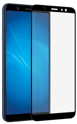 Закаленное стекло с цветной рамкой (fullscreen + fullglue) для Samsung Galaxy A6 (2018) DF sColor-38 (black)