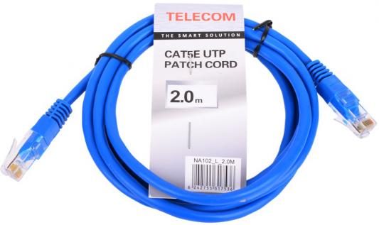 Патч-корд литой "Telecom" UTP кат.5е 2,0м синий (NA102-L-2M)