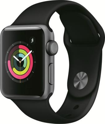 Apple Watch Series 3, 42 мм, корпус из алюминия цвета «серый космос», спортивный ремешок чёрного цвета [MTF32RU/A]