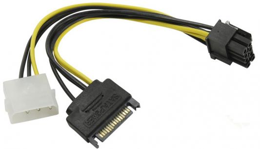 Переходник питания для PCI-Ex видеокарт Molex 4pin (M) + SATA 15pin (M) -> 8pin ORIENT C578
