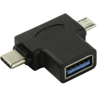 Переходник microUSB Type-C USB 3.0 VCOM Telecom CA434 черный
