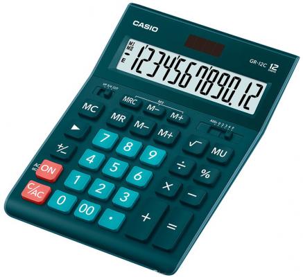 Калькулятор настольный CASIO GR-12C-DG 12-разрядный зеленый
