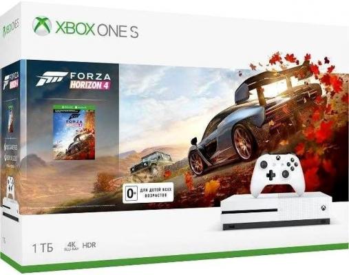 Игровая консоль Microsoft Xbox One S 234-00562 черный в комплекте: игра: Forza Horizon 4