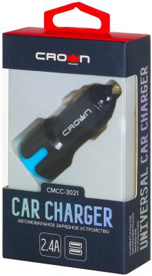 Автомобильное зарядное устройство Crown CMCC-3021 1/2.4 А черный