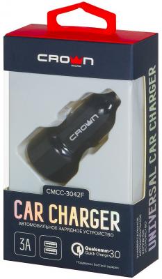 Автомобильное зарядное устройство Crown CMCC-3042F 3/2.4 A черный