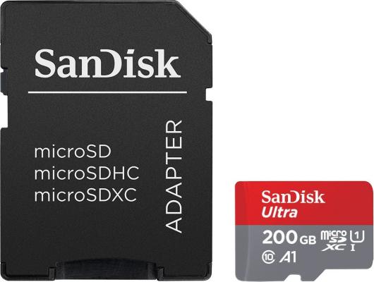 Карта памяти MicroSDXC 200GB SanDisk Class 10 Ultra с адаптером (SDSQUAR-200G-GN6MA)