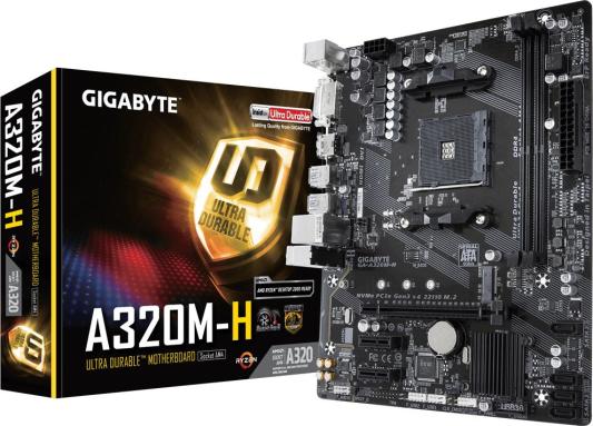 Материнская плата GigaByte GA-A320M-H Socket AM4 AMD A320 2xDDR4 1xPCI-E 16x 2xPCI-E 1x 4xSATA III mATX Retail