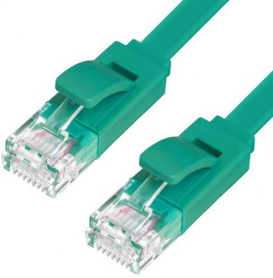 Greenconnect Патч-корд PROF плоский прямой 0.3m, UTP медь кат.6, зеленый, позолоченные контакты, 30 AWG, ethernet high speed 10 Гбит/с, RJ45, T568B