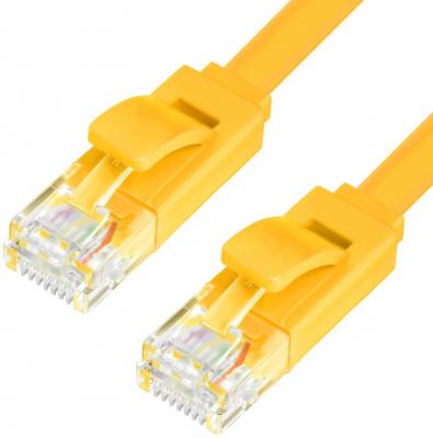 Greenconnect Патч-корд PROF плоский прямой 1.0m, UTP медь кат.6, желтый, позолоченные контакты, 30 AWG, ethernet high speed 10 Гбит/с, RJ45, T568B