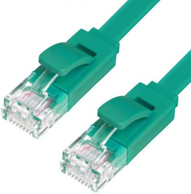 Greenconnect Патч-корд PROF плоский прямой 2.0m, UTP медь кат.6, зеленый, позолоченные контакты, 30 AWG, ethernet high speed 10 Гбит/с, RJ45, T568B