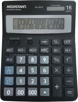 Калькулятор 16-разр., двойное питание, итоговая сумма, черный пластик, разм.200х150 мм