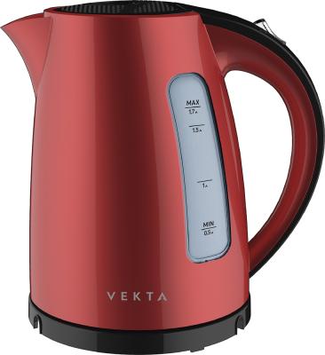 Чайник электрический Vekta KMP-1701 2200 Вт чёрный красный 1.7 л пластик