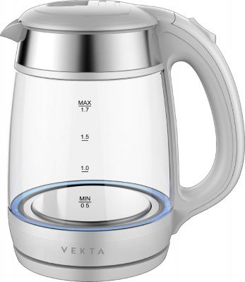Чайник электрический Vekta KMG-1703 2200 Вт белый стальной 1.7 л стекло