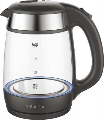 Чайник электрический Vekta KMG-1703 2200 Вт чёрный стальной 1.7 л стекло