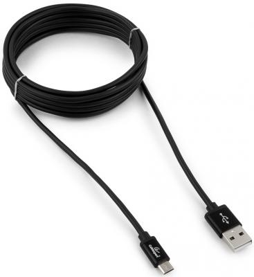 Кабель USB 2.0 microUSB 3м Gembird Silver круглый черный CC-S-mUSB01Bk-3M