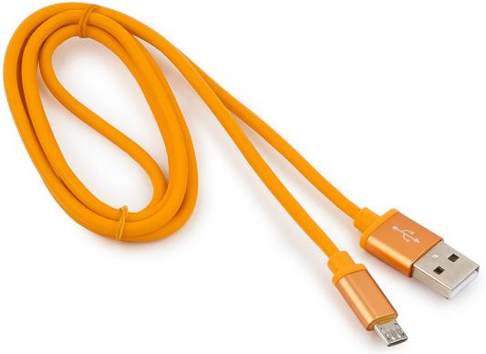Кабель USB 2.0 microUSB 1м Gembird Silver круглый оранжевый CC-S-mUSB01O-1M