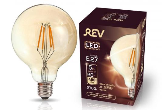Лампа светодиодная REV RITTER 32433 1  filament vintage шар g95 e27 5w 2700k deco premium теплый