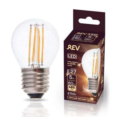 Лампа светодиодная REV RITTER 32423 2  filament шарик g45 e27 5w 2700k deco premium теплый свет