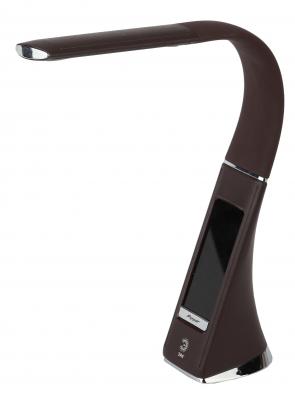 ЭРА Б0031610 Настольный светодиодный светильник NLED-461-7W-BR коричневый {дизайн "кожа", 3 ступенчатый диммер яркости, многофункциональный дисплей, цвет. темп. 4000К}