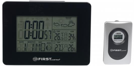 2461-BA Метеостанция FIRST, часы, будильник, комнатная/уличная  темп., влажн.беспровод.датчик Black