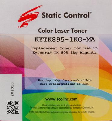 Тонер Static Control KYTK895-1KG-MA пурпурный флакон 1000гр. для принтера Kyocera Mita FS C8020/C8025/C8520