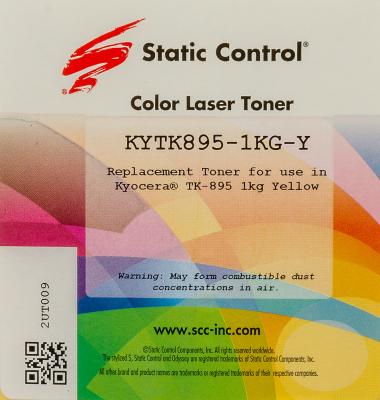 Тонер Static Control KYTK895-1KG-Y желтый флакон 1000гр. для принтера Kyocera Mita FS C8020/C8025/C8520