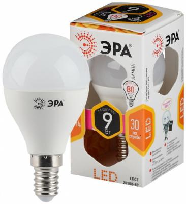 Лампа светодиодная шар Эра LED P45-9W-827-E14 E14 250W 2700K