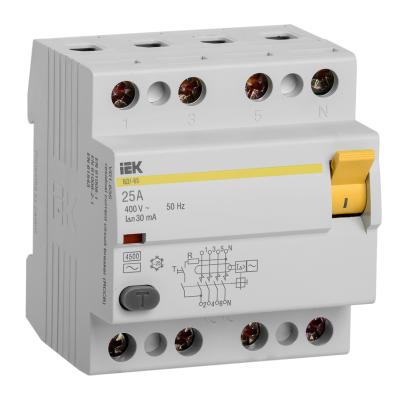 Выключатель дифференциального тока ИЭК 4п 25А/30мА  УЗО MDV10-4-025-030