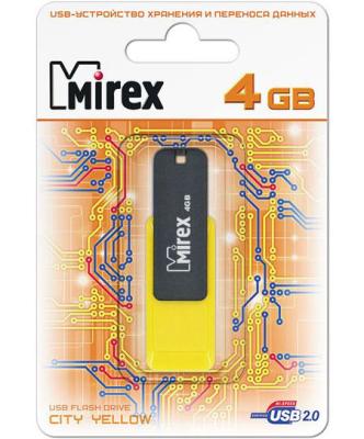 Флешка 4Gb Mirex City USB 2.0 желтый черный 13600-FMUCYL04