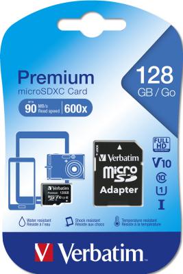 Флеш карта microSD 128GB Verbatim microSDHC Class 10 UHS-I (SD адаптер) Premium