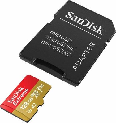 Флеш карта microSD 128GB SanDisk microSDXC Class 10 UHS-I A2 C10 V30 U3 Extreme Plus (SD адаптер) 170MB/s