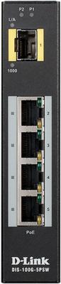 Коммутатор D-Link DIS-100G-5PSW/A1A Промышленный неуправляемый коммутатор с 4 портами 10/100/1000Base-T, 1 портом 1000Base-X SFP, функцией энергосбере