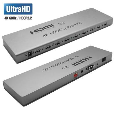 Разветвитель Orient HSP0108H-2.0, HDMI 4K Splitter 1->8, HDMI 2.0/3D, UHDTV 4K/ 60Hz (3840x2160)/HDTV1080p, HDCP2.2, EDID управление, RS232 порт, IR в