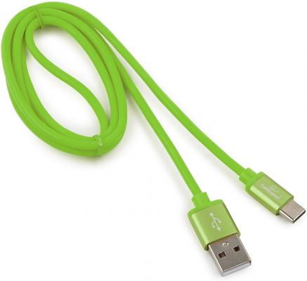 Кабель USB 2.0 Type-C 1м Cablexpert Silver круглый зеленый CC-S-USBC01Gn-1M
